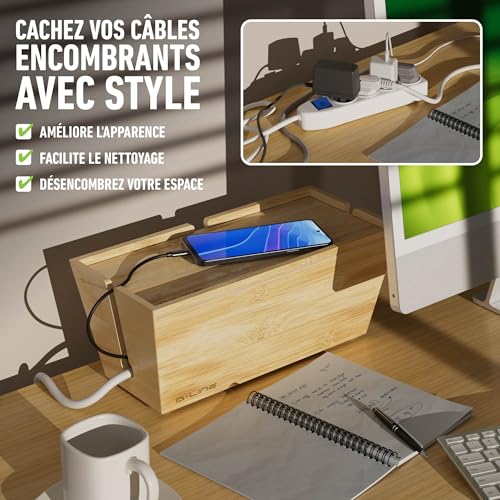 Organisateur de cordons en bois pour bureau et salon D-Line - 3