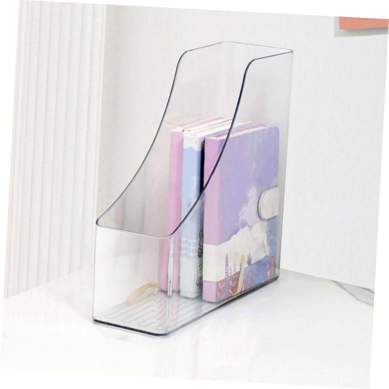 jojofuny 4 piezas Soporte Transparente para Archivos y de Escritorio Organizador de Revistas y Carpetas de Diseño y Duradero para Oficina y Estudio