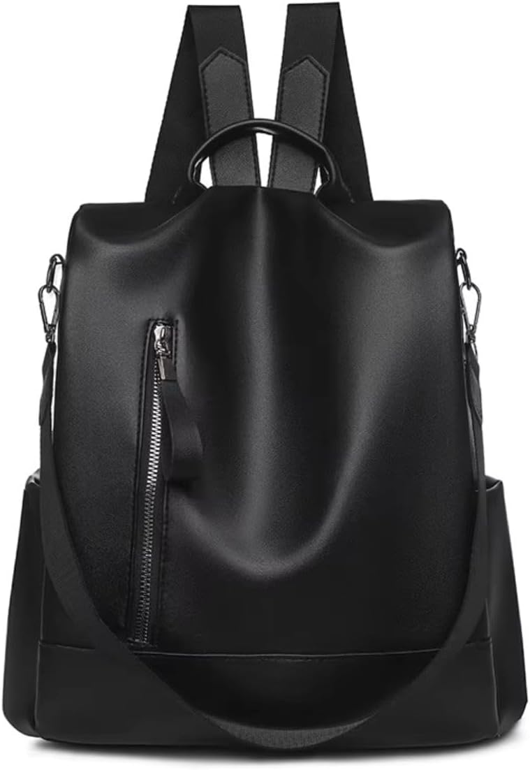 Mochila Feminina de Couro PU Antifurto Moda Simples Mochila Pequena Vintage E Versátil Casual Bolsa Viagem Multiuso Passeio Trabalho