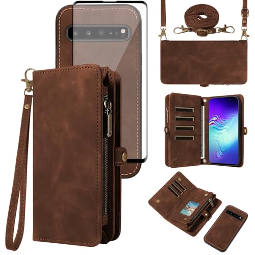Étui zippé Samsung S10 5G Asuwish anti-chute avec vitre écran tactile incluse