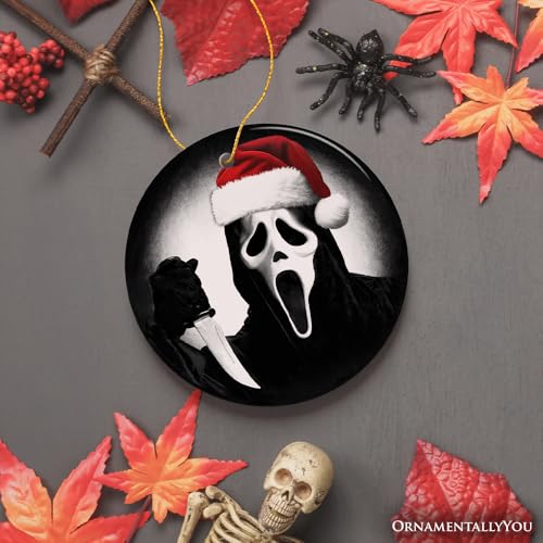 Bone-Chilling-Scarface-Mask-with-Santa-Hat-Ornament-Nightmarish-for-Halloween-Tree Bone Chilling Scarface Mask with Santa Hat Ornament Nightmarish for Halloween Tree