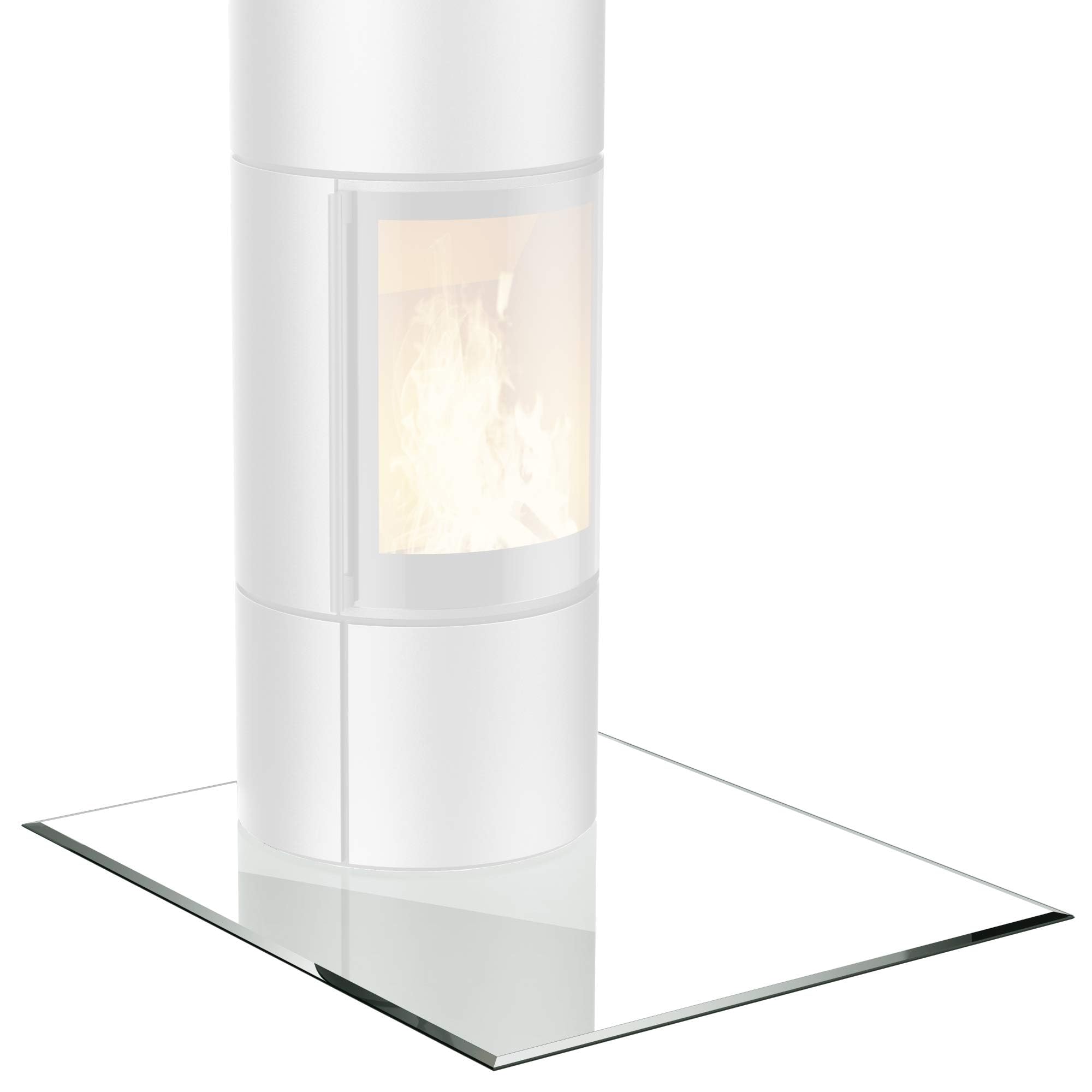 BIJON Glasplatte Quadrat für Kaminofen mit Dichtlippe, Glasbodenplatte - Funkenschutzplatte Glas mit Facettenschliff, Kaminglas Bodenplatte, Stärke 6mm 110x110 cm