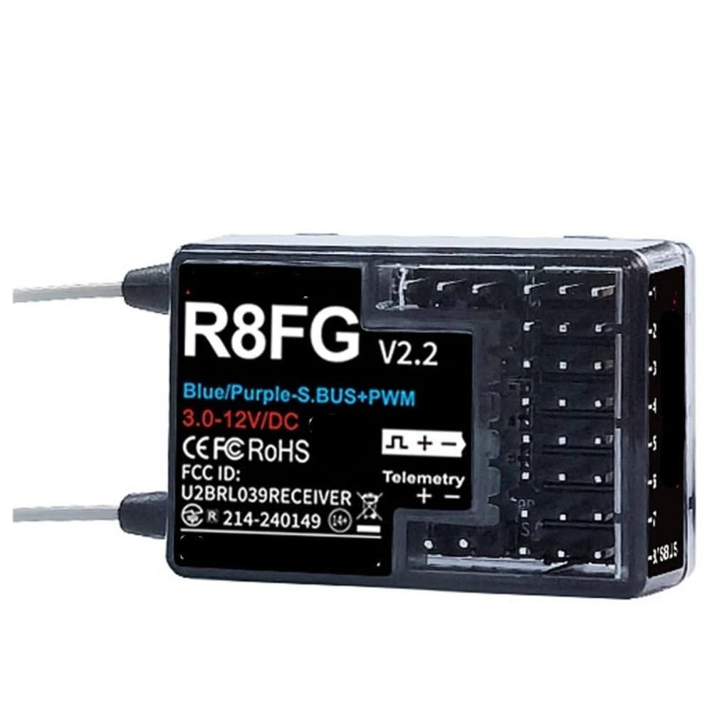 R8FG 8-kanałowy 2,4 G żyroskop odbiornik RC napięcie powrót 600 metrów dalekiego zasięgu pasuje do samochodu łodzi RC8X RC6GS RC4GS T8S T8FB