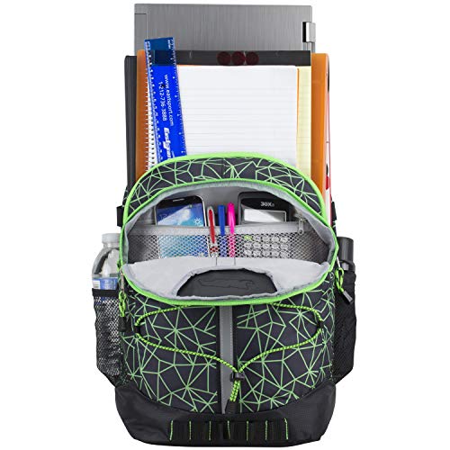 Fuel 18” Unisex Backpack Terra Sport Spacious Dual Compartment W/Laptop Sleeve And Bungee For Travel, College, Work - Black/Green #TOP4