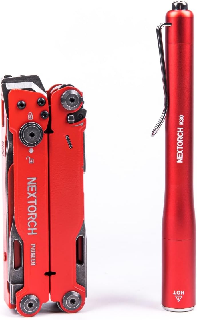 NEXTORCH PIONEER Multi-tools and K30 Rechargeable Penlight RED COLOR GIFT BOX