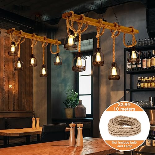 Helunsi 32.8ft Twisted Electric Rope Light, 18/2 Hemp Rope Covered Lamp Twisted Wire, 18-Gauge Vintage Light Pendant Cord, Antique Industrial Electrical Wire Rope by Helunsi - Image 3