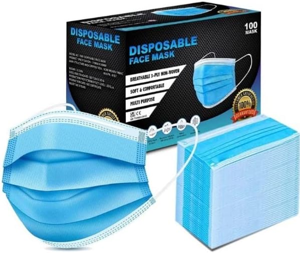 Disposable Face Masks | 3-Layer Breathable face mask with strong Elastic Ear loops | UK SELLER