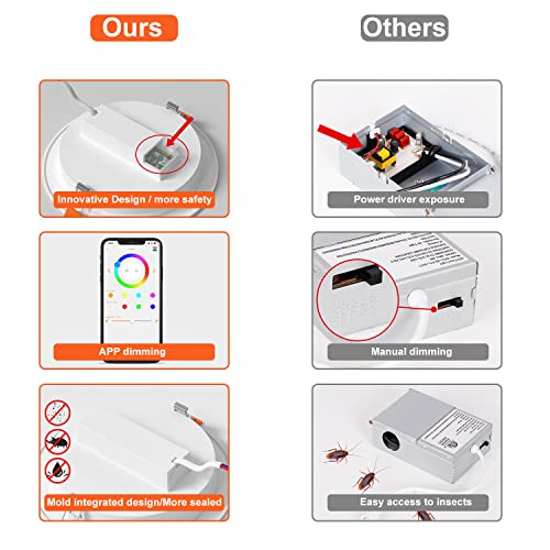 Siksog Smart Recessed Lighting 6 Inch Color Changing 16W Led Downlight, 1350 Lumen Recessed Ceiling Light, Rgb & Cool White 5000K Dimmable By Bluetooth Control - 12 Pack #TOP5