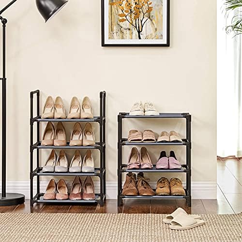 SONGMICS 8-Tier Shoe Rack, Versatile Shoe Shelf Organiser, Metal Structure, Non-Woven Fabric Shelves, 16-20 Pairs, for Living Room Bedroom Entrance, 46 x 28 x 145 cm, Grey LSR024G02