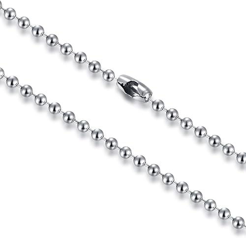 Miniatura 3 de Collar de cadena de bolas de acero inoxidable para hombre y mujer, de 0.07 a 0.18 pulgadas, 3 unidades por juego