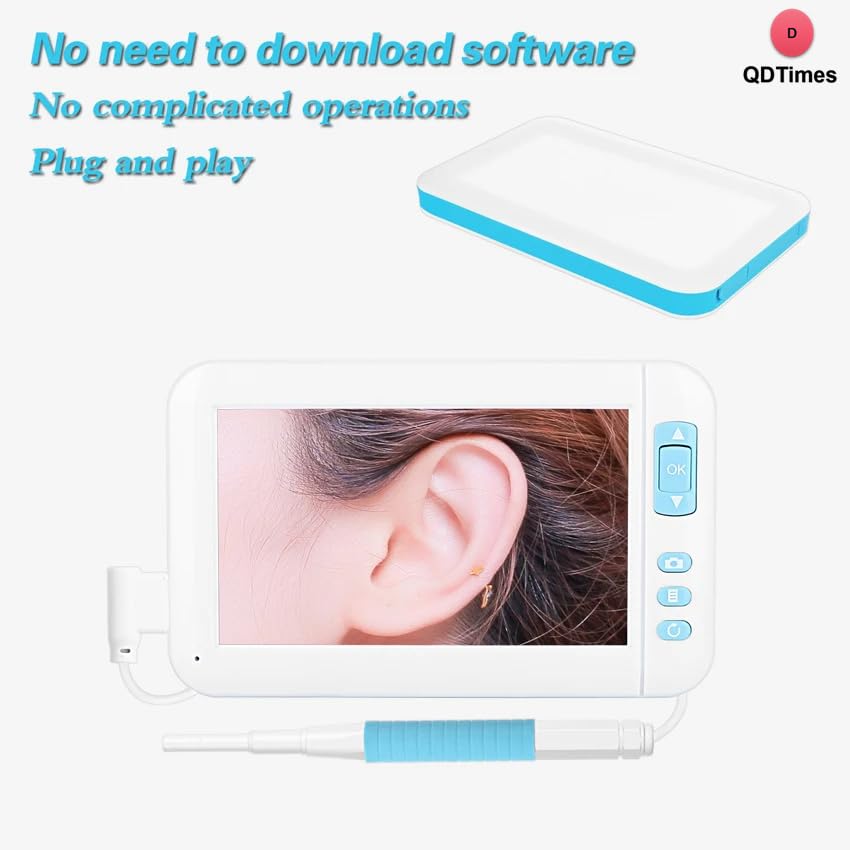 QiudanTimes HD Camera Endoscope HD1080P Ear Cleaner Screen Otoscope Digital Endoscope 4.3 inch HD Screen Camera Digital Ear Monitor Earpick(4.3'-3.9mm)
