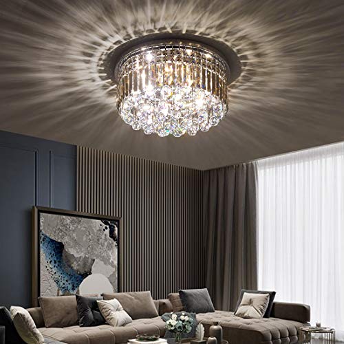Tzoe Crystal Chandelier, Modern Chandeliers,Flush Mount Chandelier,Ceiling Light Fixture,For Kitchen Foyer Dining Room Bathroom Bedroom Living Room,9 E12 Led Bulbs Required Height 11 X Width 20 #TOP6