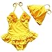 Baby Girls Flower Flounced One Piece Swimsuit With Hat