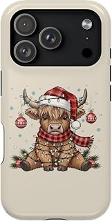 Festive Cow Phone Case, Christmas Phone Cover, Cute, Impact-Resistant Case, Stylish Cow Design. Phone 17/16/15/14/13/12 Pro, Plus, Pro Max