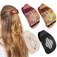 KU Large Flat Claw Clips – Hair Clips for Women, 4-Pack – Lightweight & Comfortable, Non-Slip, for Thick & Thin Hair, Elegant French Hair Clip for Everyday, Sports, Driving(Leopard)