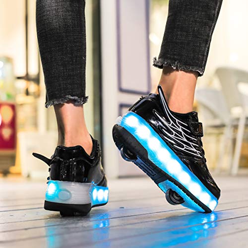 Nsasy Kids Roller Shoes Boy Girl Sneakers with Wheels Become Sport Sneaker with Led for Christmas Birthday Children Gift - Thumbnail 5