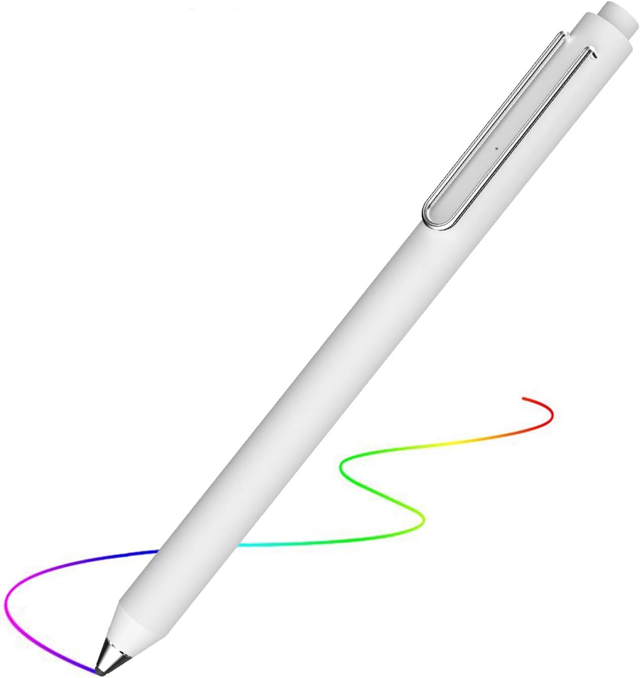 iPad Pencil, Stylus Pen for All iPad/iPhone/iPad Pro/iPhone X,KSW KINGDO Rechargeable Pen with 4 Replaceable Fine Point Rubber Tips 2mm Styli for Drawing and Handwriting (White)