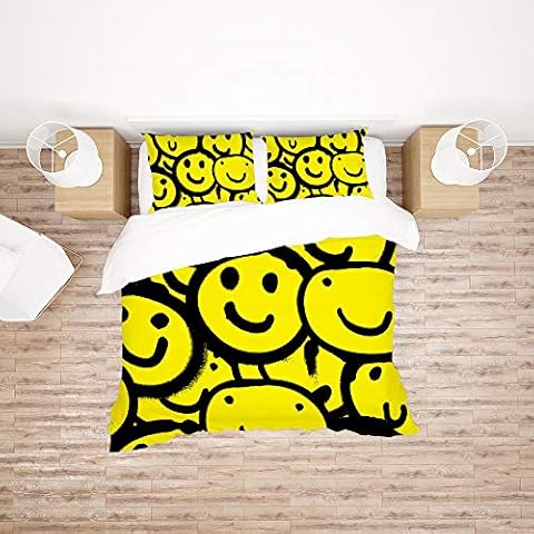 Find Sun Graffiti Smiley Face Duvet Cover Set Twin Bedding set Covers 1 Duvet Cover and 1 Pillow Shams without Comforter Cover