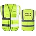 High Visibility Vest Custom Logo With 5 Pockets,Class 2 Reflective Safety Vest for Men Outdoor Protective Workwear,Yellow,L