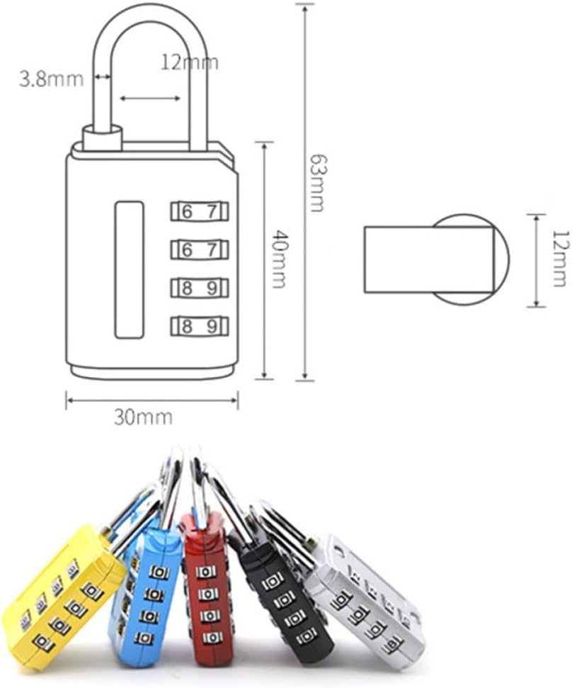 5pcs Zinc Alloy Luggage Lock with 4-Digit Number Combination, Easy Password Setting and Password Protection, Suitable for Suitcases, Backpacks, Cabinets, for Indoor Random Color