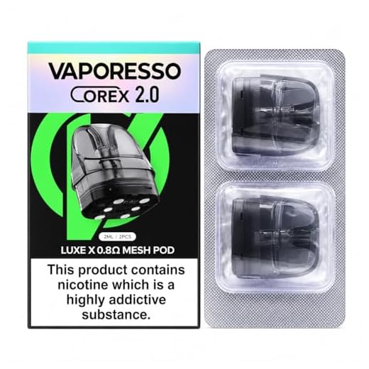 VAPORESSO LUXE X Replacement PODs, 0.8 Ohm, Corex 2.0, Mesh, Enhanced Flavour, Prolonged Lifespan, Works With Luxe XR Max, X, X2, XPro, Vaporesso Vaping PODs, Pack of 2, No Nicotine