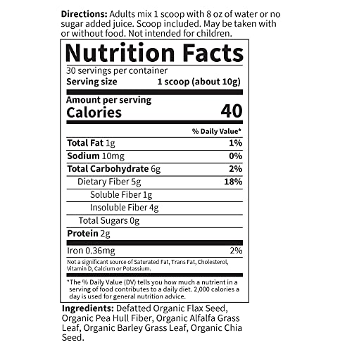 Garden of Life Organic Unflavored Fiber Powder Detox Blend with Chia, Alfalfa & Barley for Herbal Cleanse, Gut Health Support - Detoxifiber - Non-GMO, Gluten-Free, Psyllium Free, Vegan, 30 Servings - Image 6