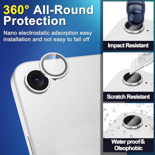 Image of Camera Lens Protector For iPhone 16E (SILVER) UHD 9H Camera Glass, Anti Drop, Scratch Resitant, Case Friendly, Removable, TITANIUM Camera Protector. (BUY 2 GET 1 FREE)
