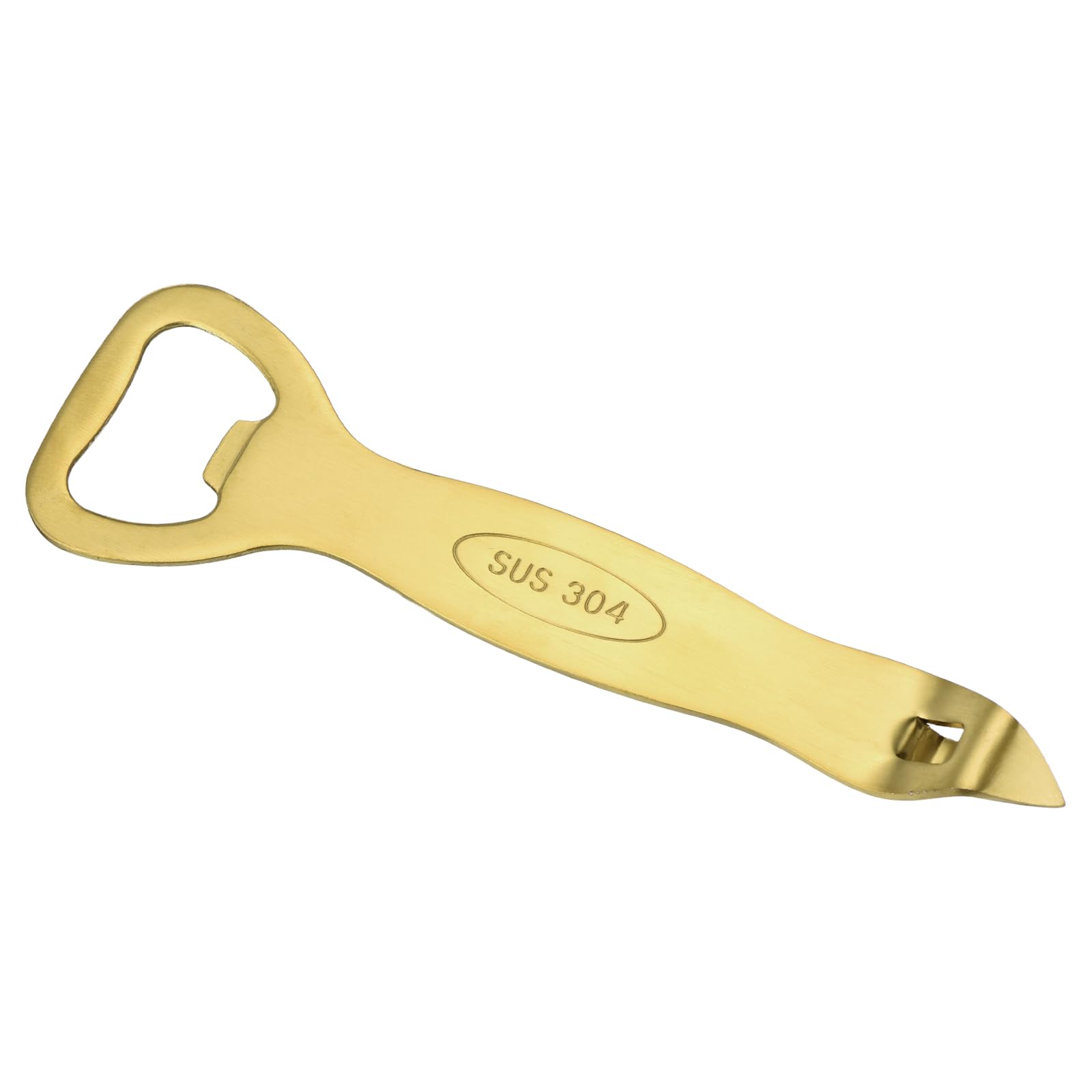 sourcing map Manual Bottle Opener, Stainless Steel Church Key Can Opener Portable Punch Bottle Cap Remover Vial Breaker Tool for Kitchen Party Home Beverage Beer Soda Cans, Gold