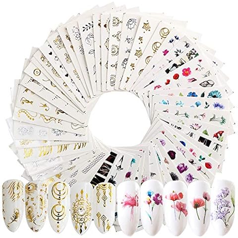 54 Sheets Colourful Flower Nail Art Stickers Cover