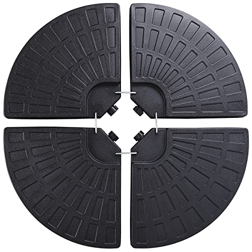 HomGarden 4PCS Cantilever Offset Patio Umbrella Stand, Round Shaped Water&Sand Filled Heavy Duty Umbrella Base with Locking for Garden, Backyard and Market (Black)