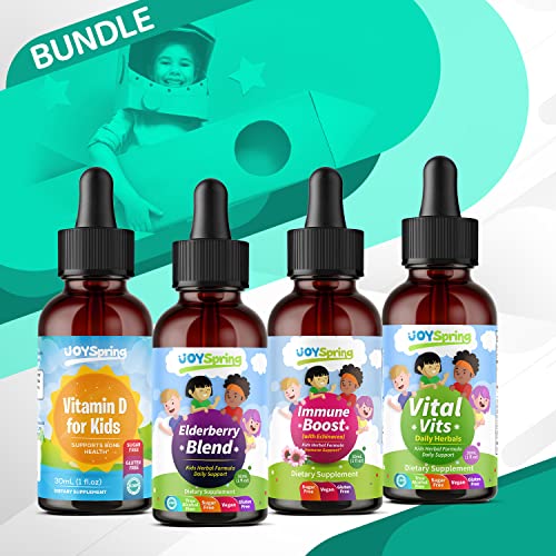Kids Immune Booster To Avoid Getting Sick - Best Natural Kids Cold Medicine, Pure Elderberry Blend For Sickness Relief - Liquid Vitamins For Kids - Vitamin D For Kids Drops #TOP6