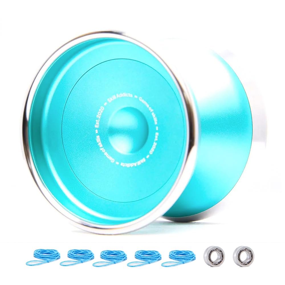 SkillAddicts Pro YoYo - Professional Unresponsive Metal Trick Yo yo for Advanced Play with Fingerspin Cup for Yo-yo Kids, Teens and Adults - Teal