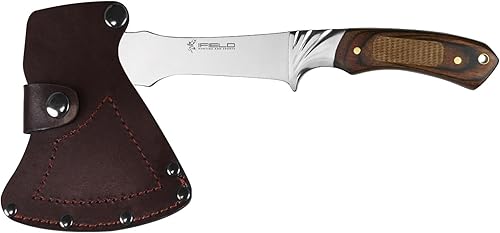 Miniatura 2 de iFIELD Survival Axe Camper EL29001 Hacha deportiva, hoja de acero inoxidable de 3.7 pulgadas, total 11.4 pulgadas, con funda de cuero, mango de