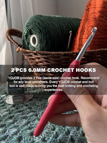 Image of 2Pcs 6.0mm Crochet Hooks, Ergonomic Crochet Hook for Arthritis and Beginners, Extra Long, Smooth, Comfortable (Size J / 6.0mm)