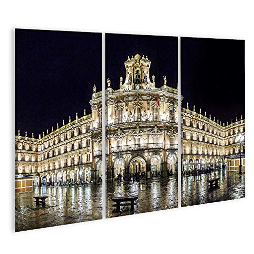 islandburner Cuadro en Lienzo Famosa Plaza Mayor En Salamanca De Noche Castilla España