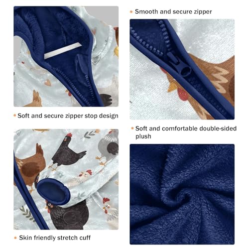 Chicken Eggs Nest Pattern Design Toddler Fleece Jacket Girl Boys Hooded Fleece Jacket Coat Warm Outwear Zip-up 3-10T3