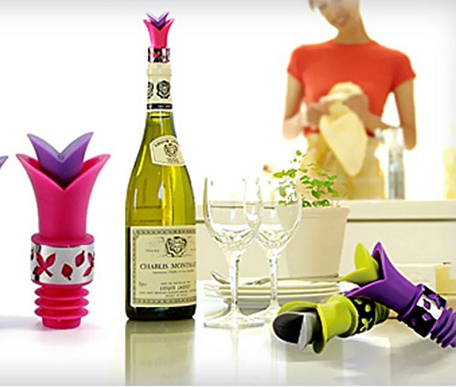EZ Life Silicone Wine Pourer & Stopper, Pink, Reusable Wine Bottle Stoppers, Beverage Bottle, Wine Outlet Cap, Bottle, BPA Free Dishwasher Safe,Stopper Leak-Proof,Red WinePourer & Stopper - Pack of 1 1