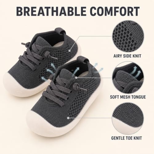 Charrost Baby Walking Shoes Wide Toe Box Knit Sneakers with Elastic Laces by Charrost - Used condition - Image 4