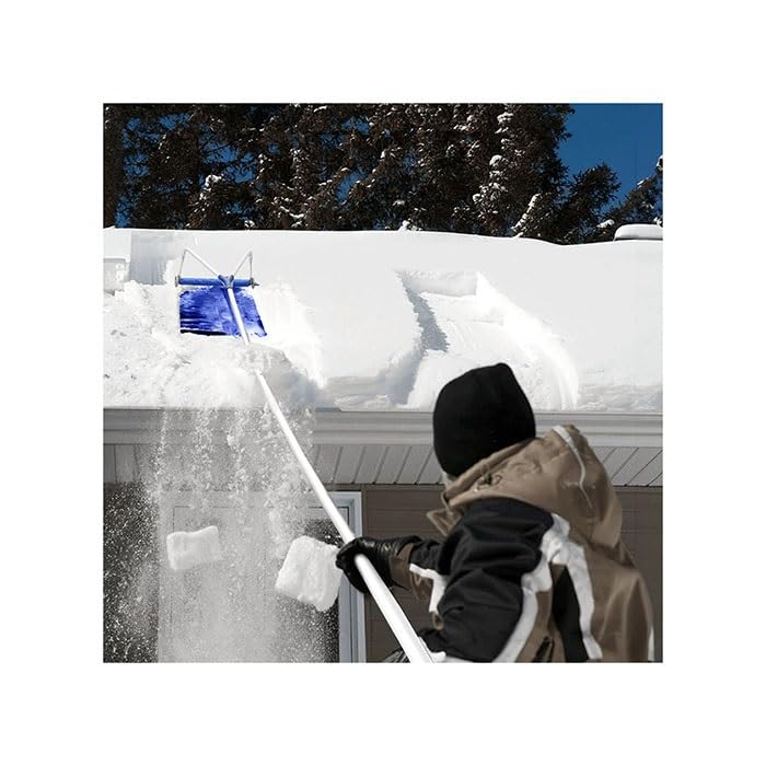 Grabie dachowe, teleskopowe, aluminiowe grabie do usuwania śniegu z podłożem, plandeką i rolkami, niezbędne narzędzie do odśnieżania dachu dla bezpieczeństwa domu i kabiny
