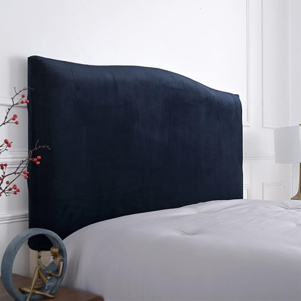 CAMZ Velvet Bed Headboard Cover for Queen King Full Size, Stretch Headboard Slipcover Soft Dustproof Protector Cover Bed Head Cover for Bedroom (Navy Blue,Queen Headboard Length 55-67in)