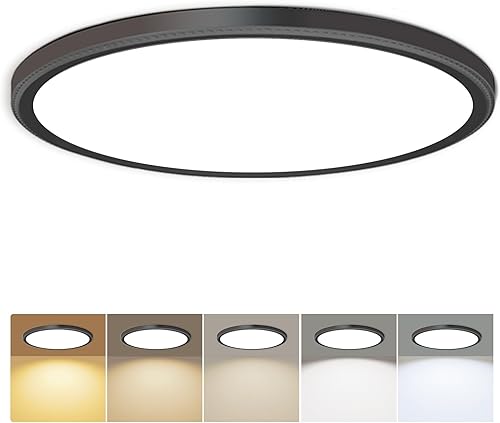 Miniatura 7 de Hunhun Paquete de 2 lámparas LED de techo empotradas de 3200 lm de 28 W 12 pulgadas, 5CCT ajustable, súper delgada, lámpara de techo redonda de 0.87