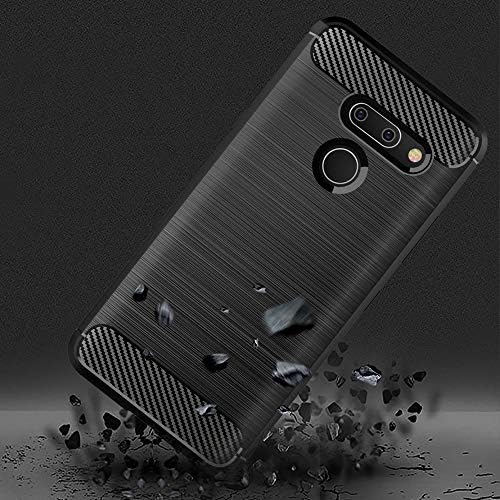 Phone Case for LG G8 ThinQ with Tempered Glass Screen Protector Cover and Cell Accessories Slim Thin Soft TPU Silicone Rugged Rubber Protective LGG8 Thin Q G 8 LG8 G8thinq LGG8thinq 8G Cases Men Black