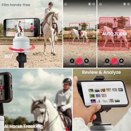 Image of Pivo Equestrian Pod Auto Tracking Phone Holder, Face, Body & Horse Tracker, 360 Rotation, 6 Speed, Stand for Video Recording with Remote Control (White)