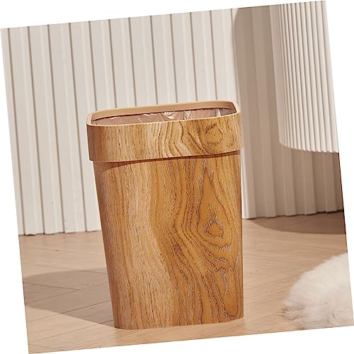 Caneca de basura rectangular de plástico con tapa color chocolate miniatura 6