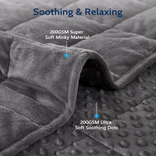 L'AGRATY Weighted Blanket for Adult - 48"x72" 15lbs Minky Dots Heavy Blanket with Glass Beads Soft Breathable for All-Season Summer Fall Winter Thick Comfort for Sleeping
