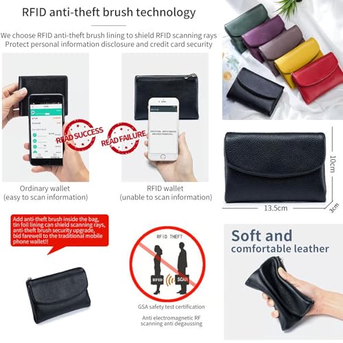 Presencte Wallet, Joyfullygo Wallet, Unisex Pebble Leather Wallet, 5.3in Short Genuine Leather Coin Card Holder, Soft Leather Wallets for Women, Small Compact Bifold Pocket Purs (U)4