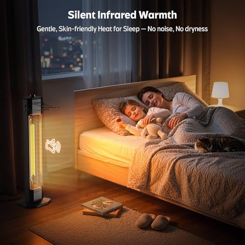 Image of Outdoor Electric Patio Heater, 34-inch 1500W Infrared Tower Heater with Instant Heating, Tip-Over & Overheat Protection, IPX5 Waterproof Space Heater for Patio Garage Workshop Indoor & Outdoor Use