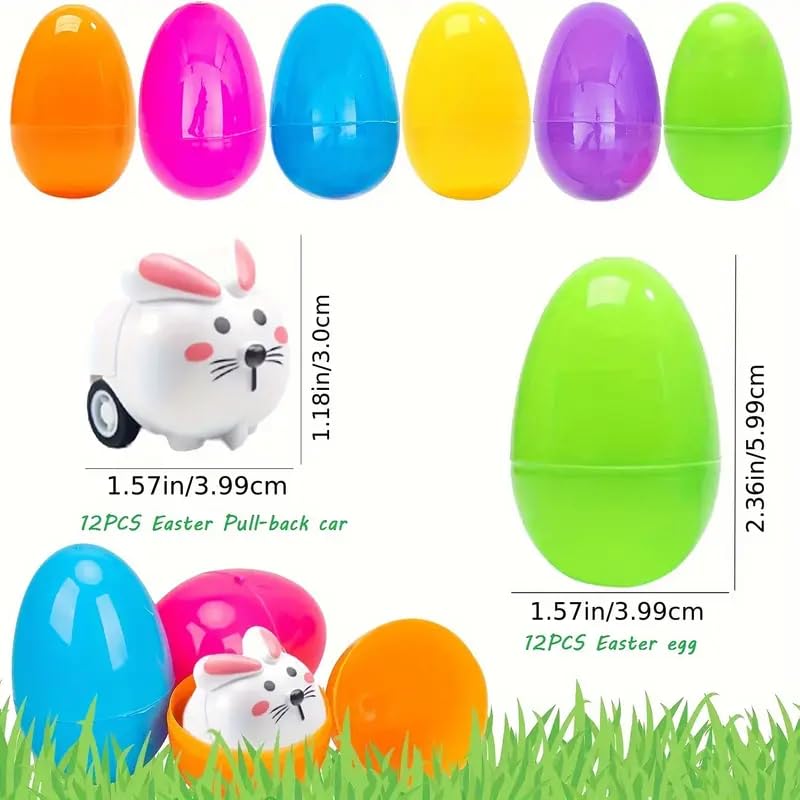 Amyang 12 Pack Easter Eggs Prefilled with Pull Back Cars - Image 2