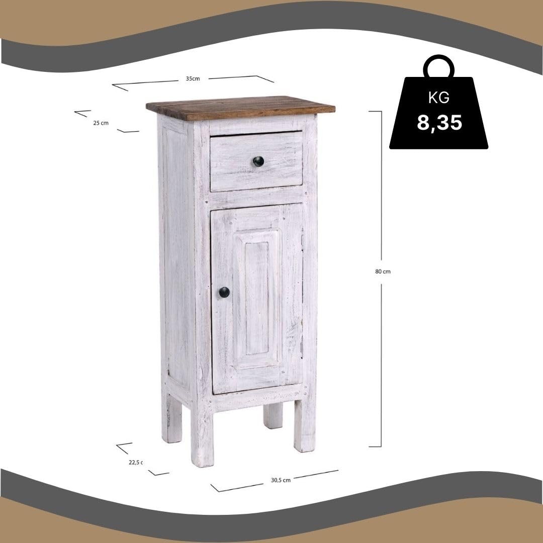 DESIGN DELIGHTS Holz FLURSCHRANK Plant 80" | 80x36x25cm (HxBxT), Mahagoni Recyclingholz | Shabby Chic Telefontisch | Farbe: 05 weiß-Natur