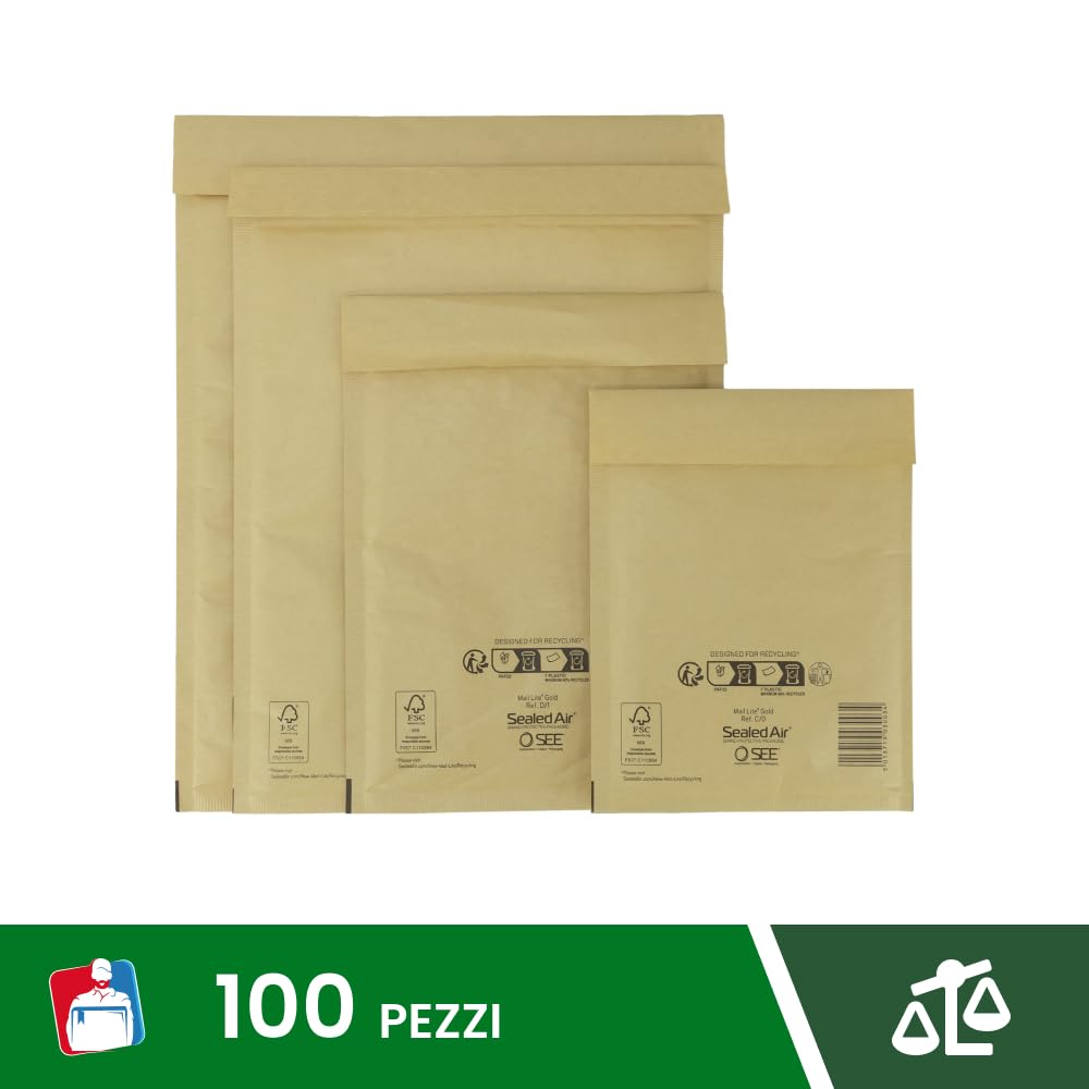 JECO - Lot De 200 Enveloppes à Bulles D'air Kraft Taille A-1 Int